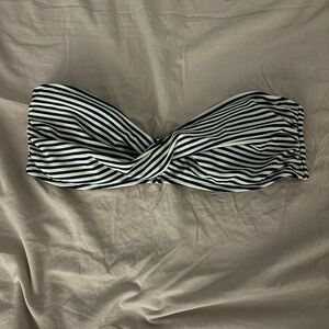 Arizona Blue and White Stripe Twist Front Strapless Bikini Top